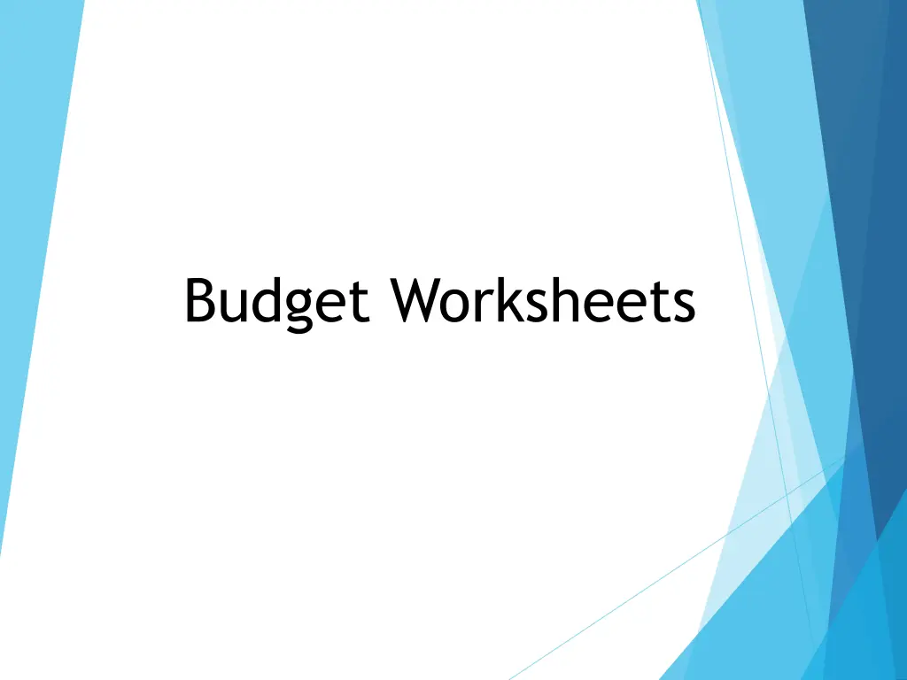 budget worksheets