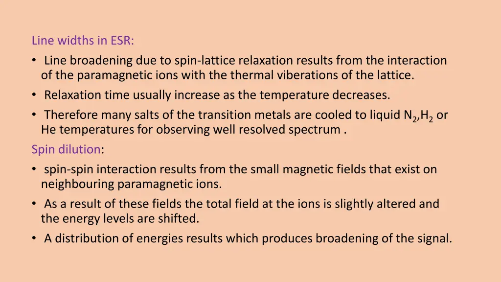 line widths in esr line broadening due to spin
