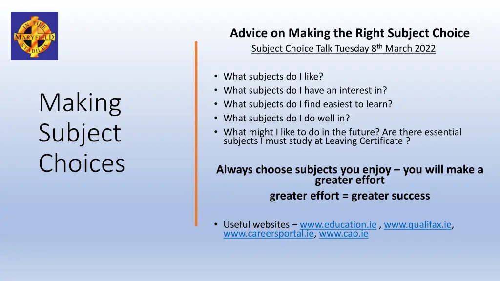 advice on making the right subject choice subject