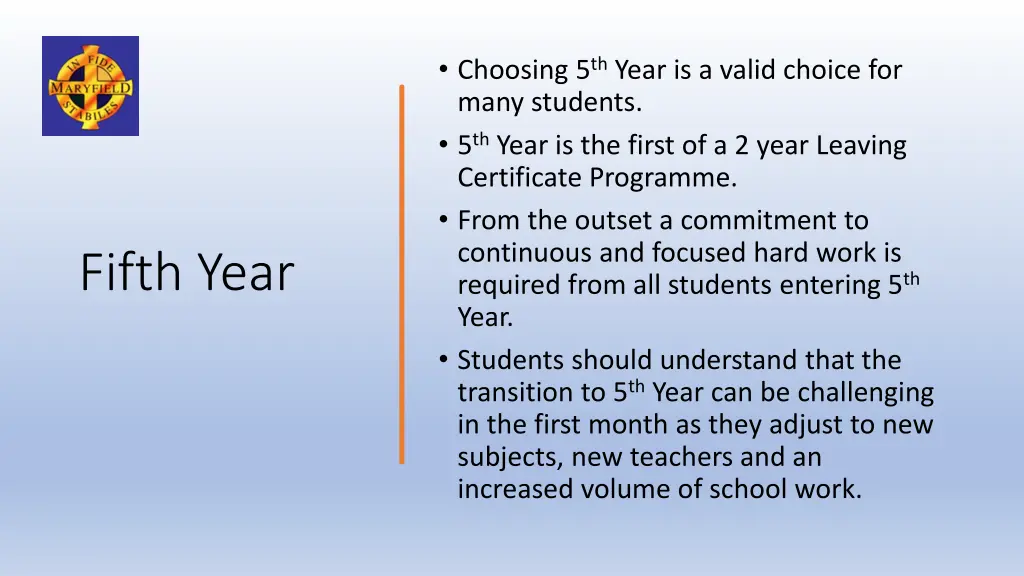 choosing 5 th year is a valid choice for many