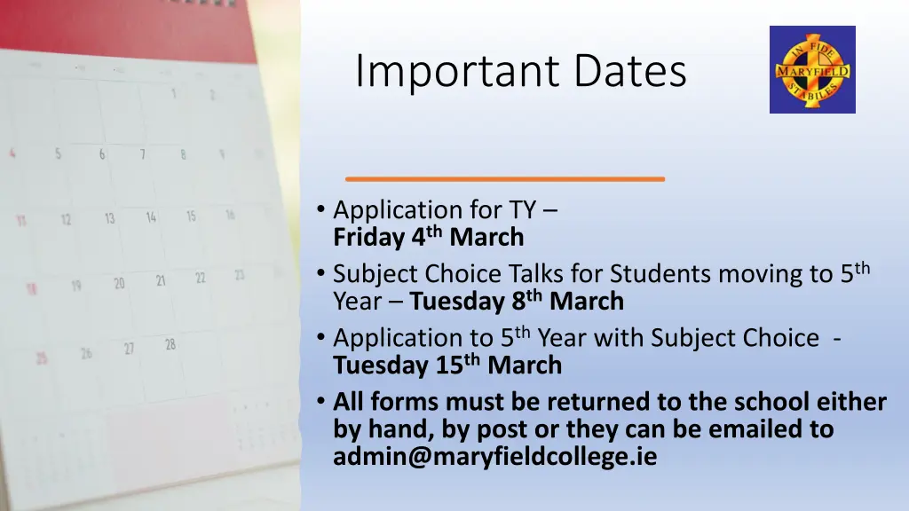 important dates