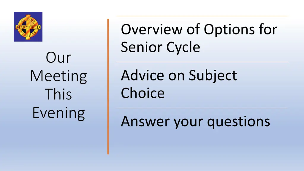 overview of options for senior cycle