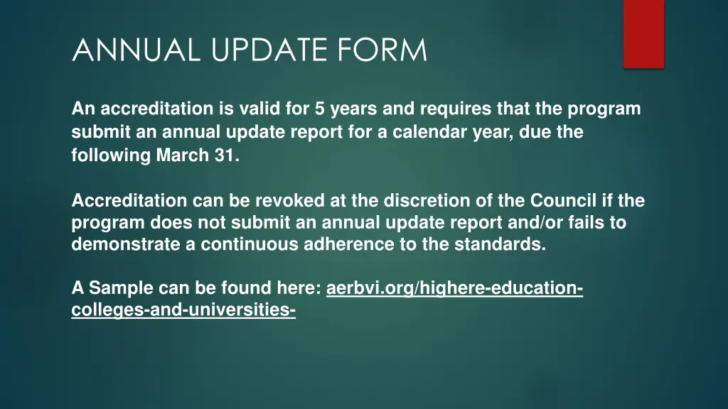 annual update form