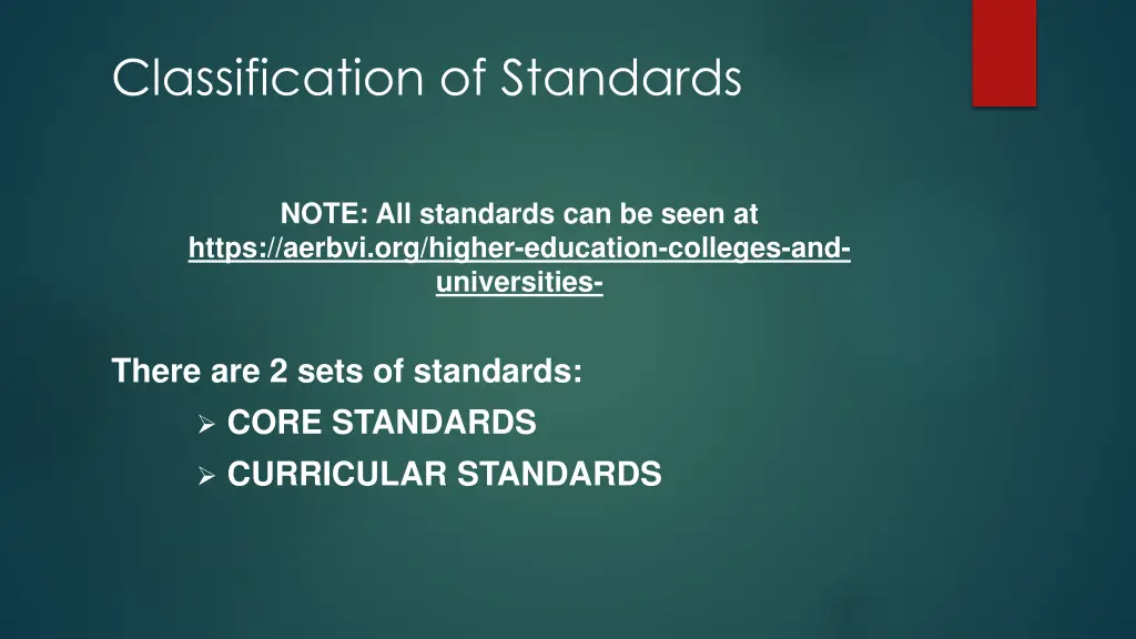 classification of standards