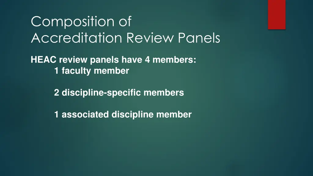 composition of accreditation review panels