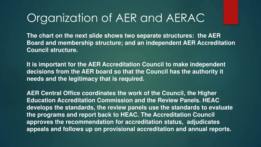 organization of aer and aerac