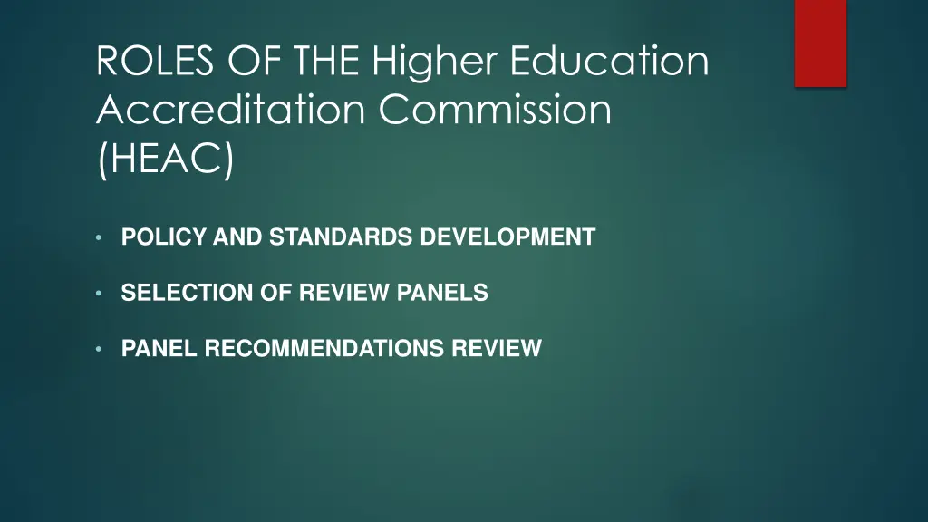 roles of the higher education accreditation