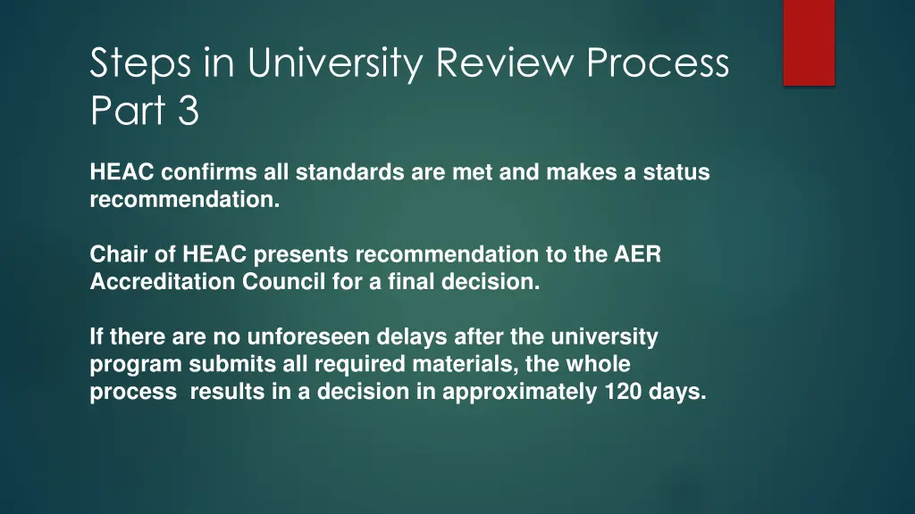 steps in university review process part 3