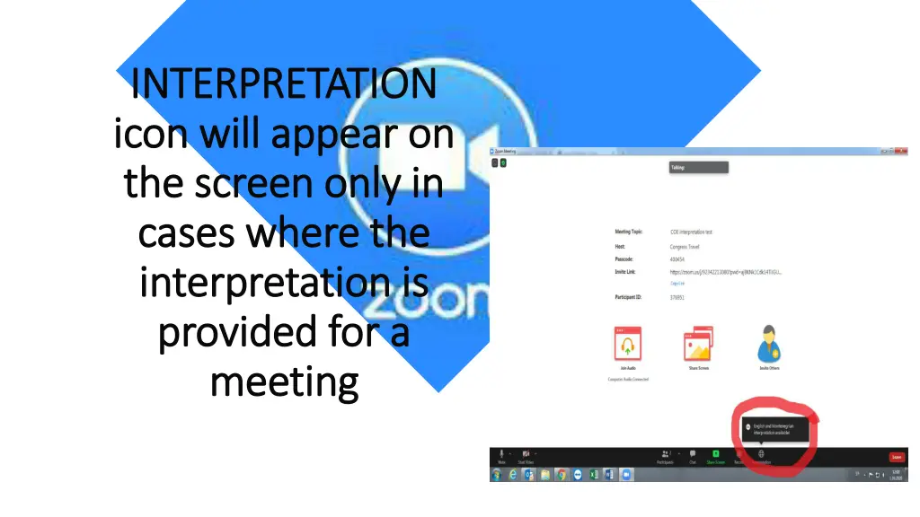 interpretation interpretation icon will appear