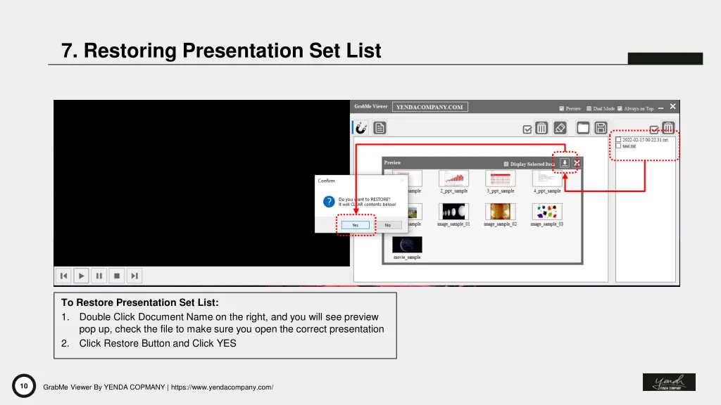 7 restoring presentation set list