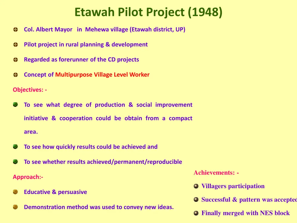 etawah pilot project 1948