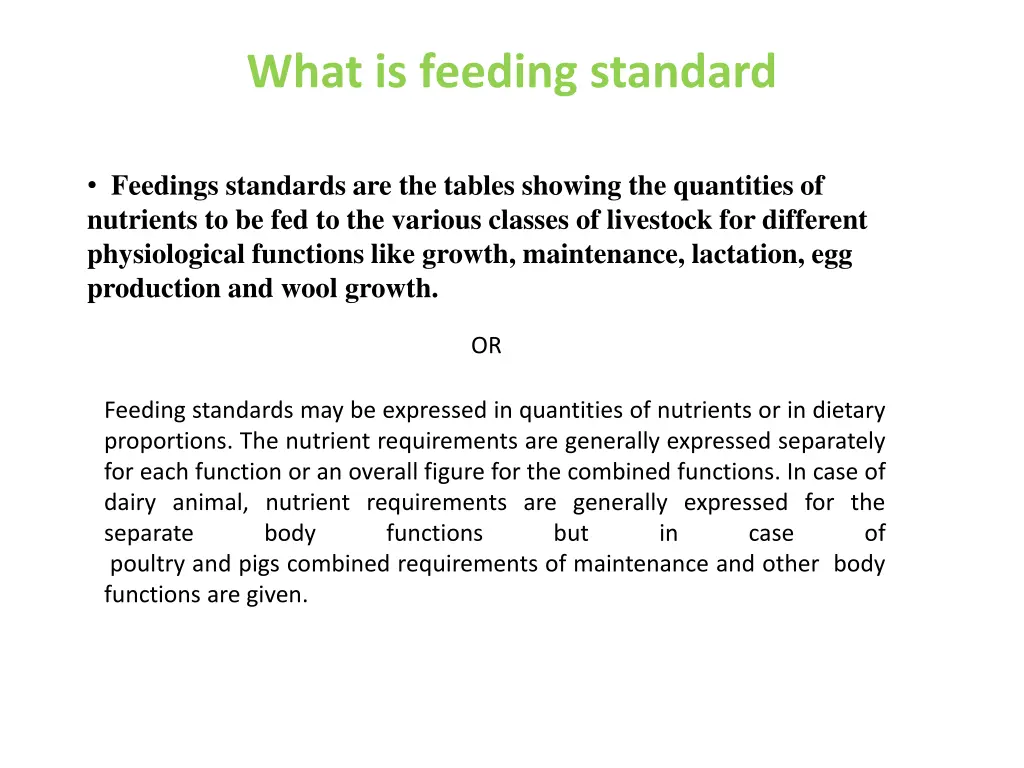 what is feeding standard