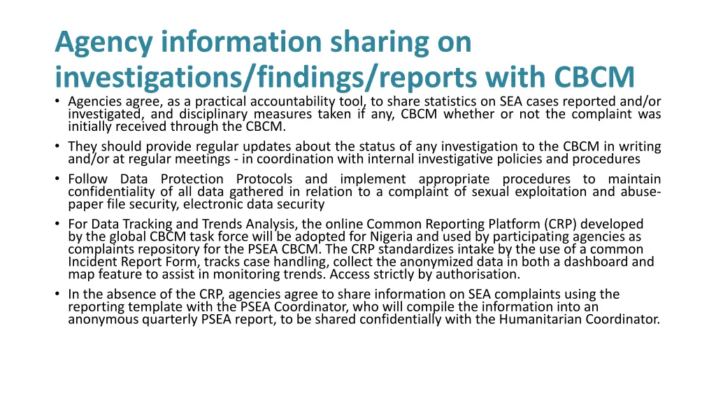 agency information sharing on investigations