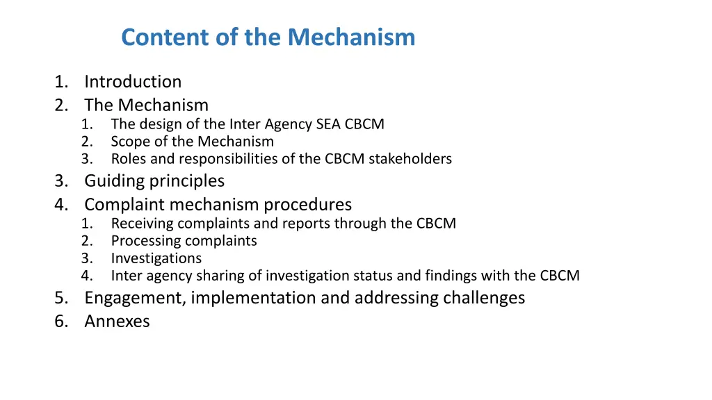 content of the mechanism