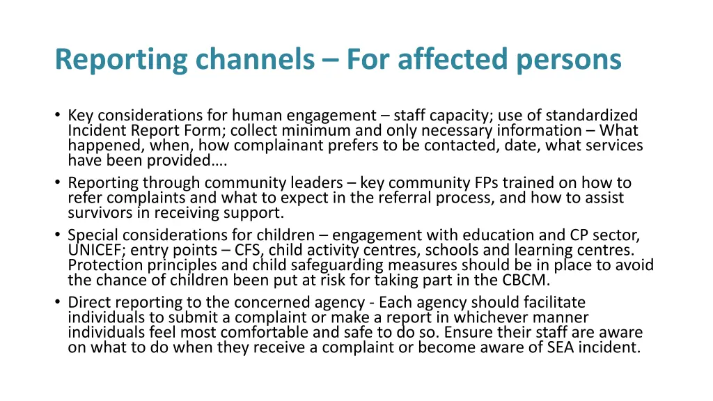 reporting channels for affected persons 1