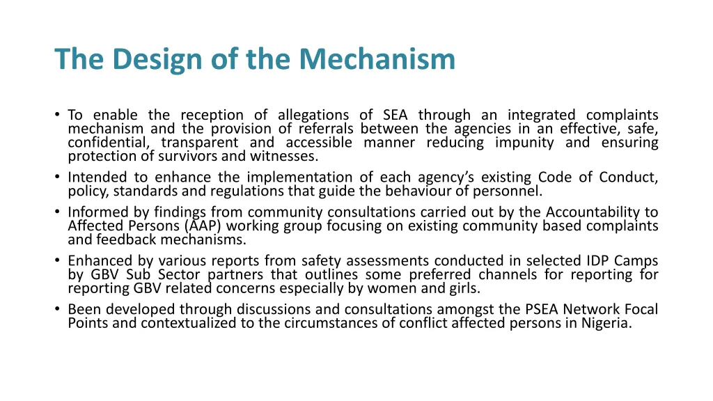 the design of the mechanism