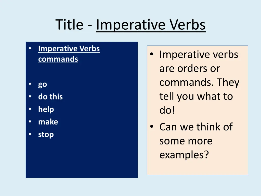 title imperative verbs