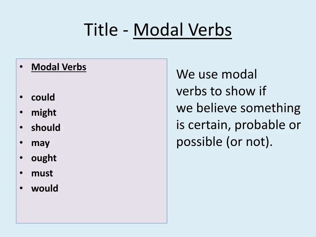 title modal verbs