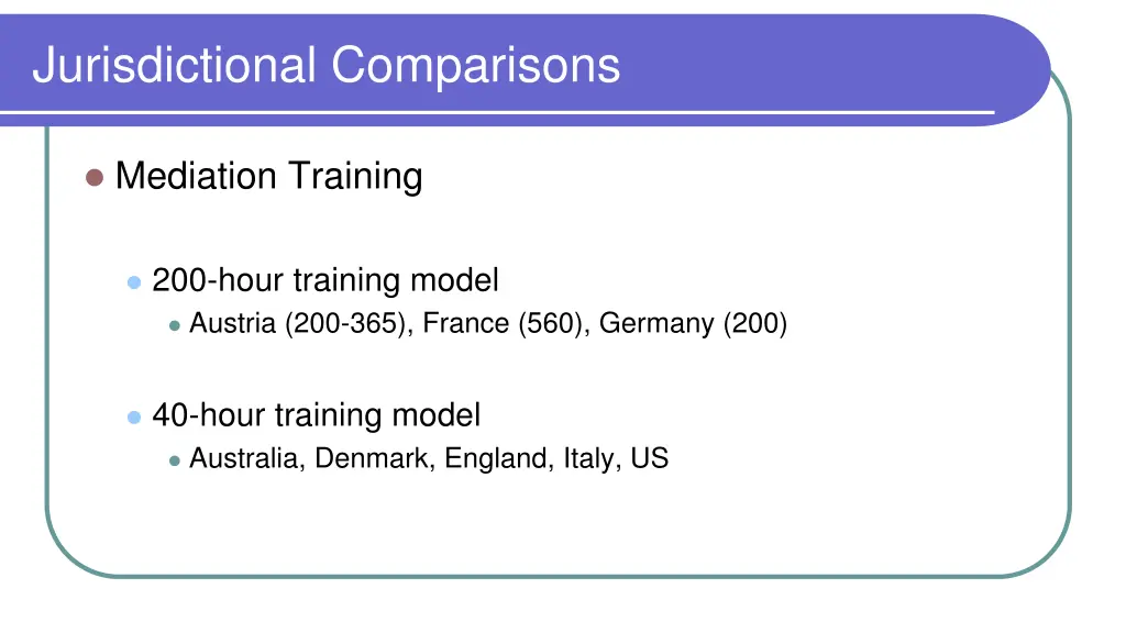 jurisdictional comparisons 1