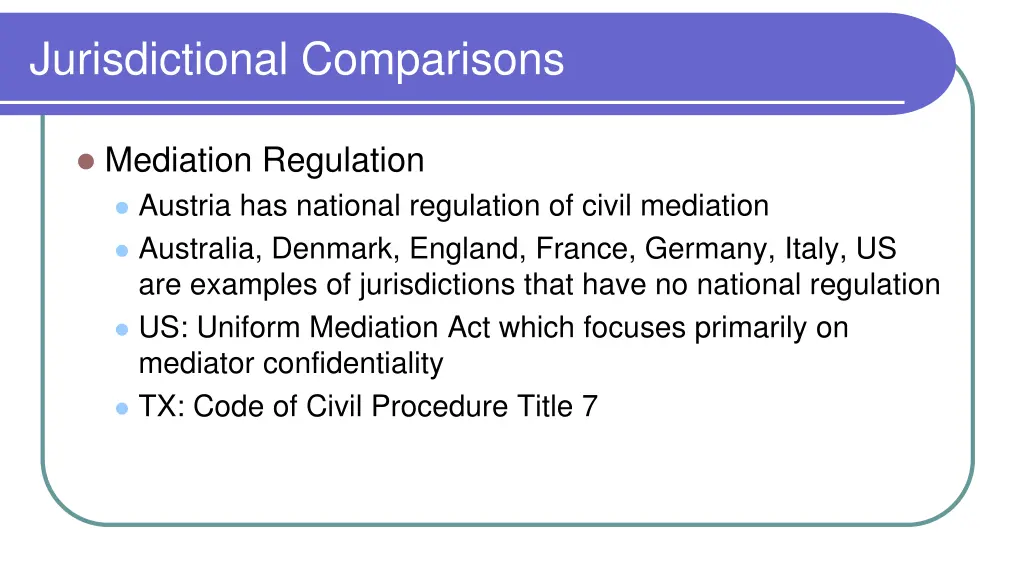 jurisdictional comparisons