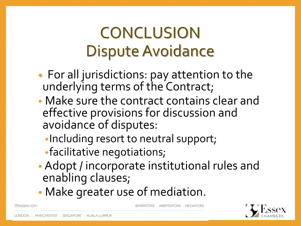 conclusion dispute avoidance