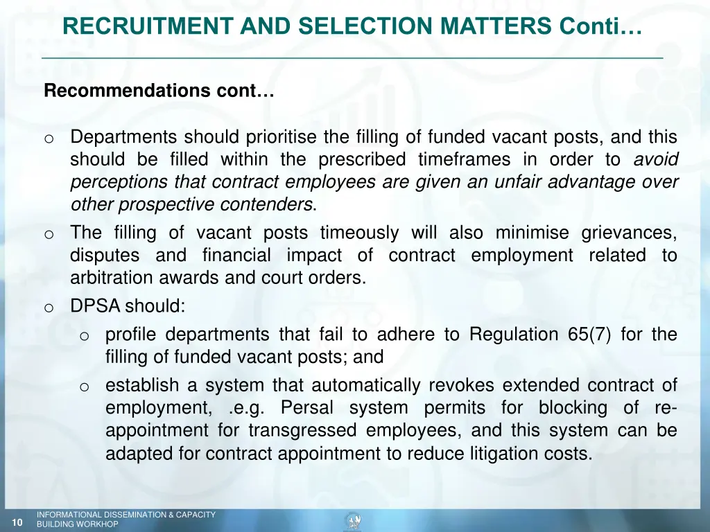 recruitment and selection matters conti