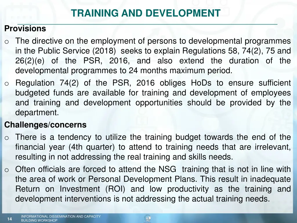 training and development