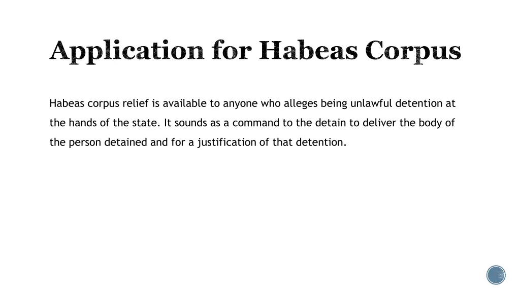 application for habeas corpus