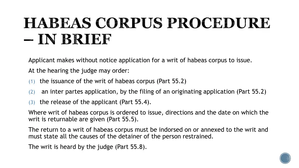 habeas corpus procedure in brief