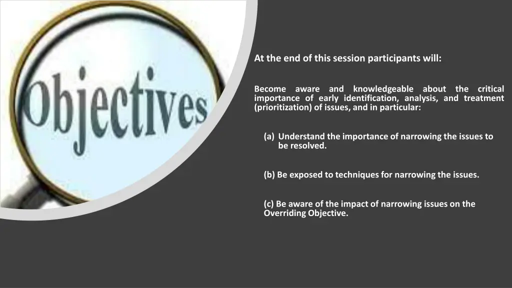 at the end of this session participants will 2