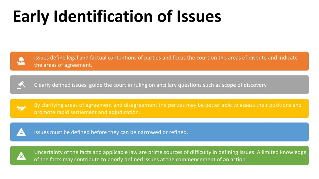 early identification of issues identification