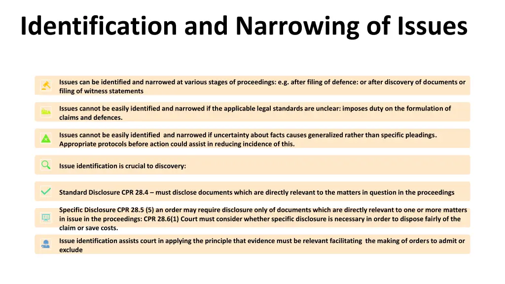 identification and narrowing of issues