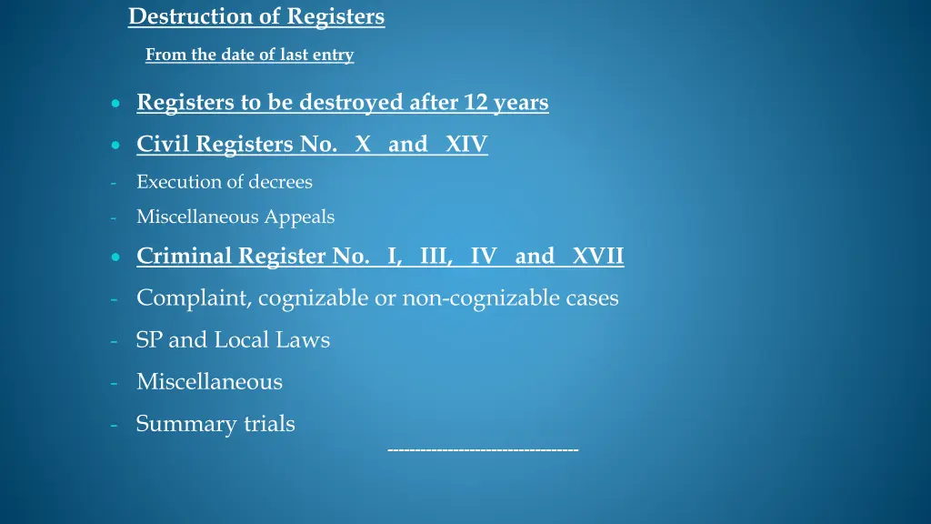 destruction of registers