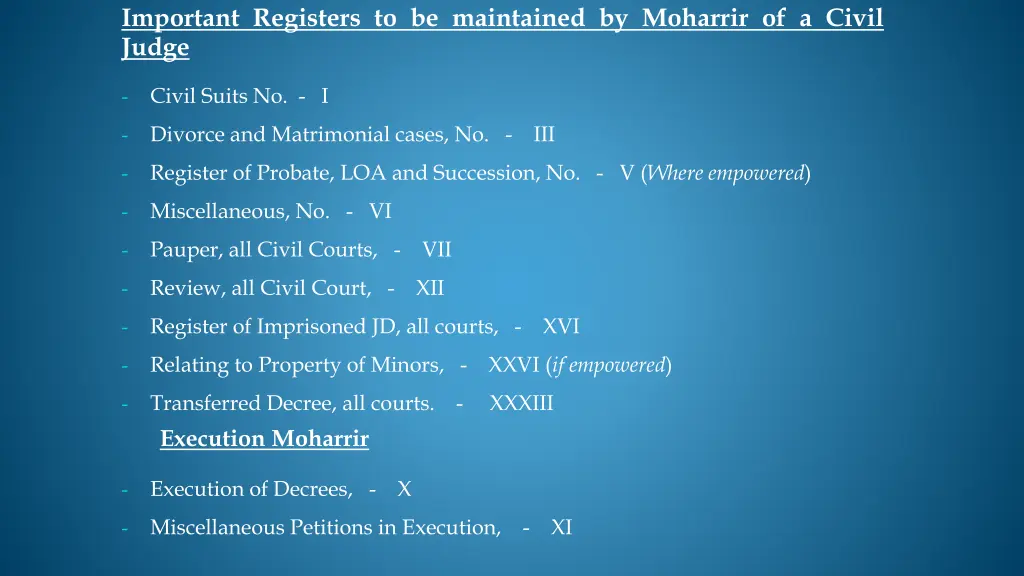 important registers to be maintained by moharrir