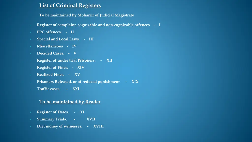 list of criminal registers