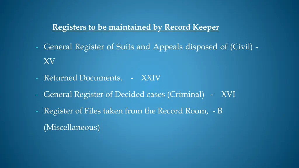 registers to be maintained by record keeper