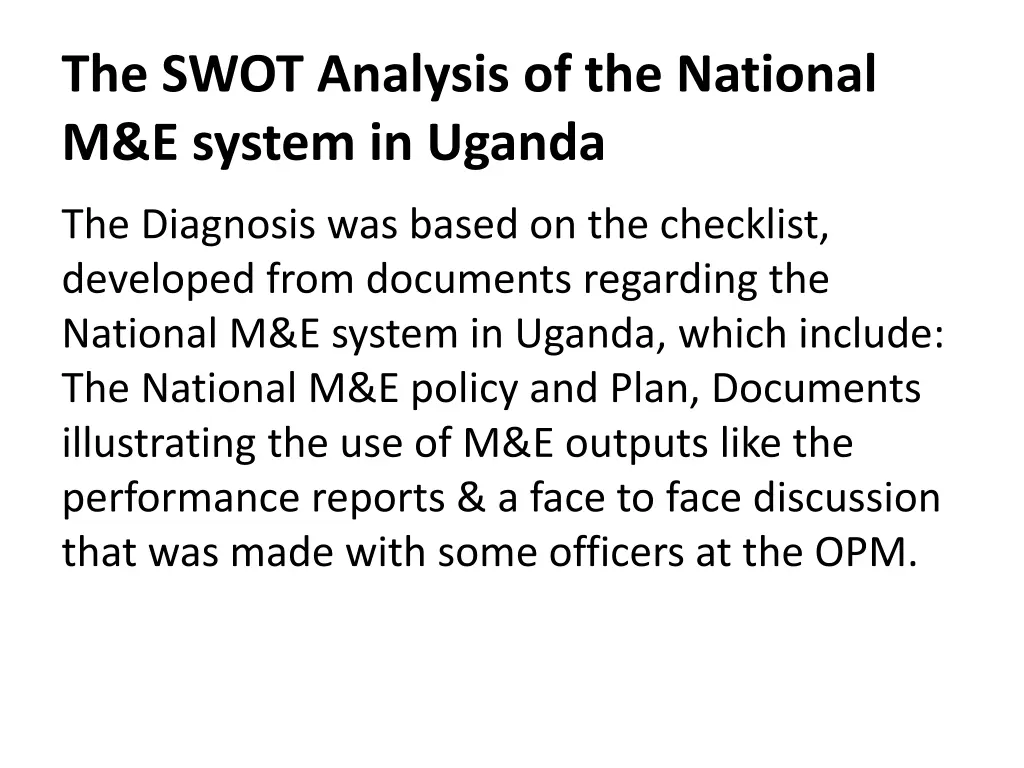 the swot analysis of the national m e system