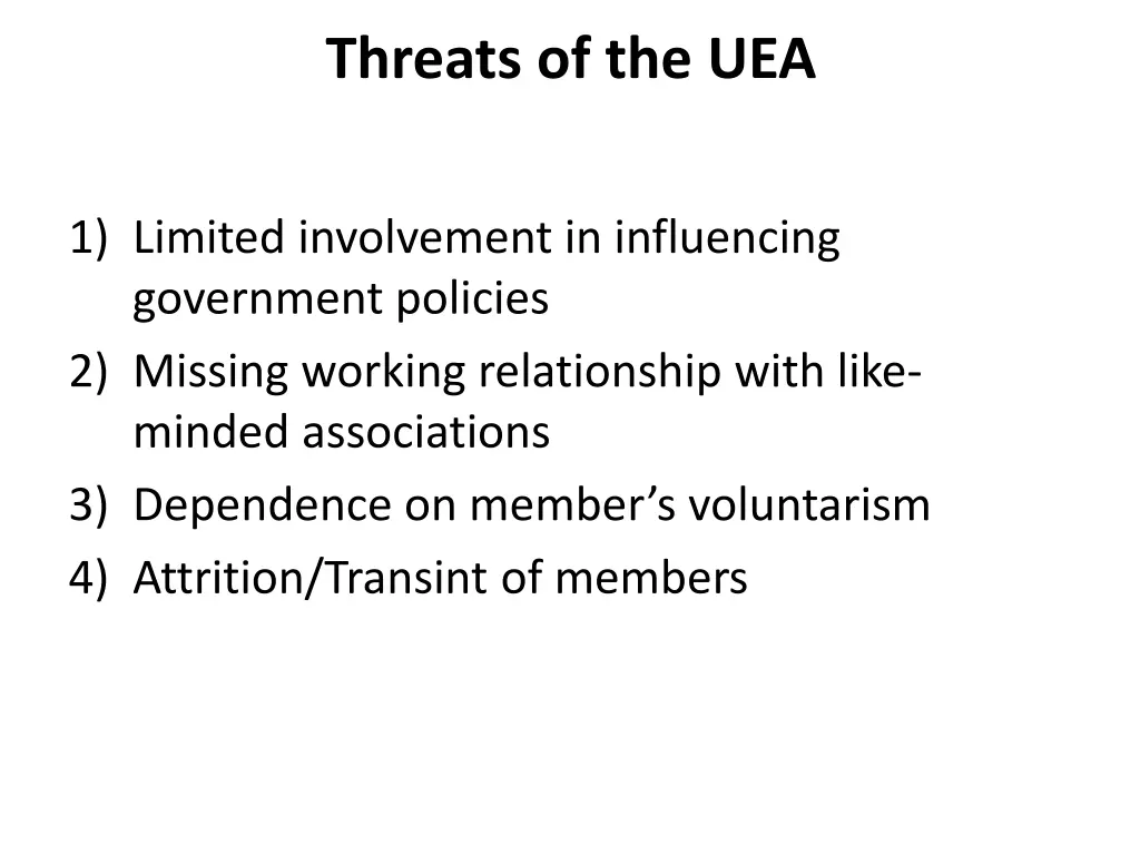 threats of the uea