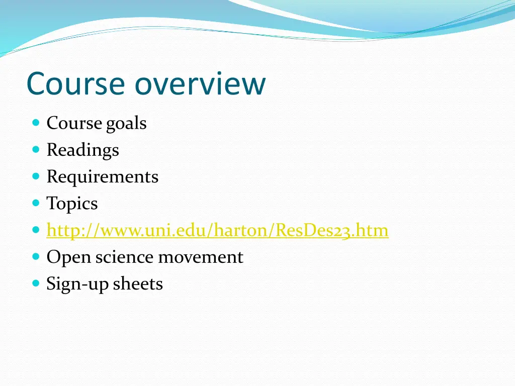 course overview