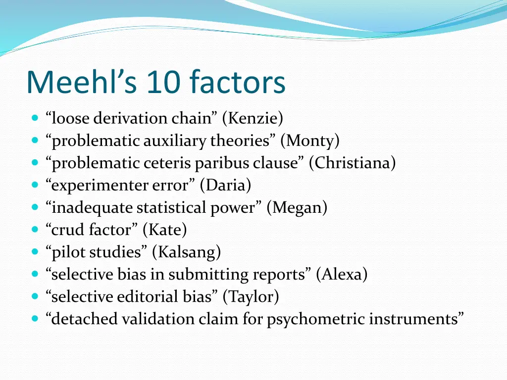 meehl s 10 factors