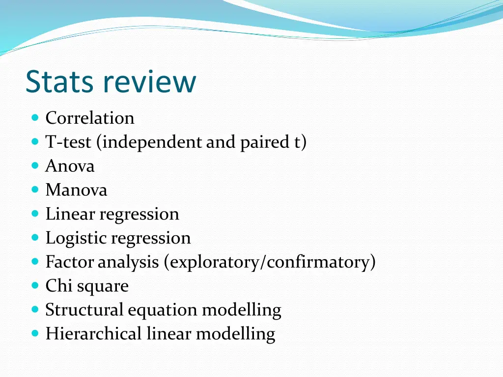 stats review correlation t test independent