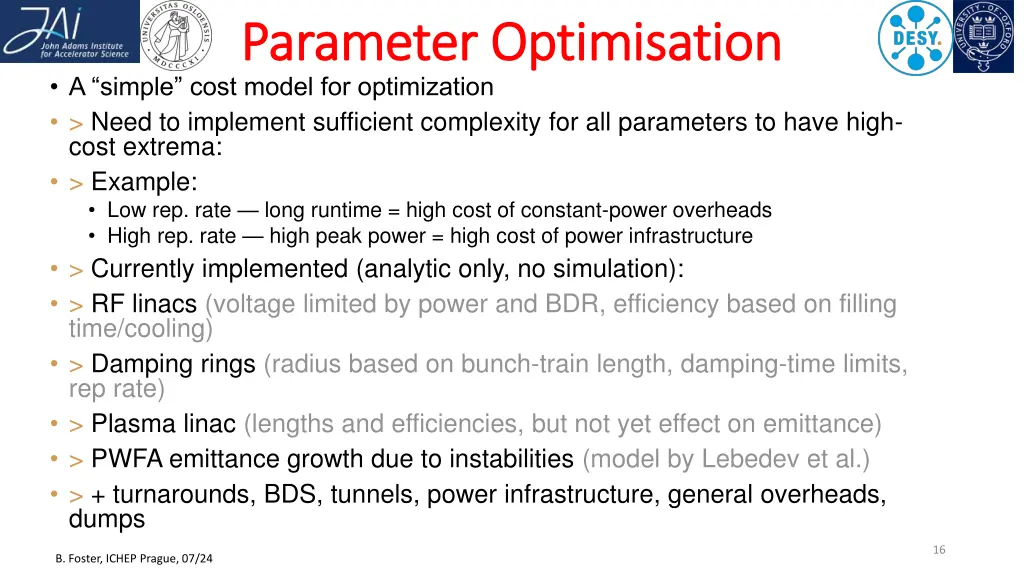 parameter parameter optimisation optimisation