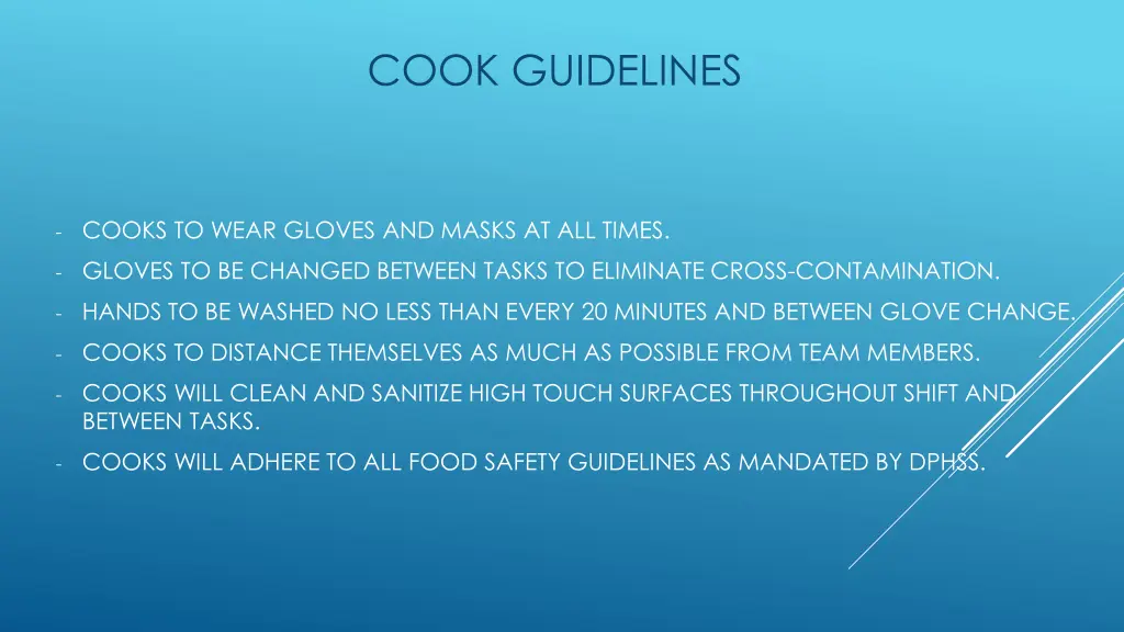 cook guidelines