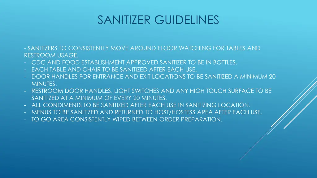 sanitizer guidelines