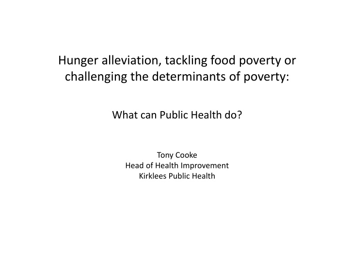 hunger alleviation tackling food poverty