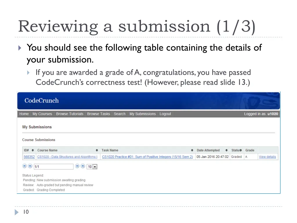 reviewing a submission 1 3