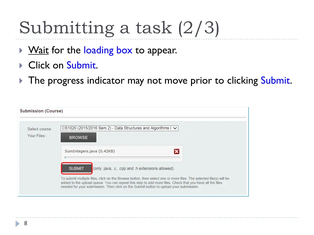 submitting a task 2 3