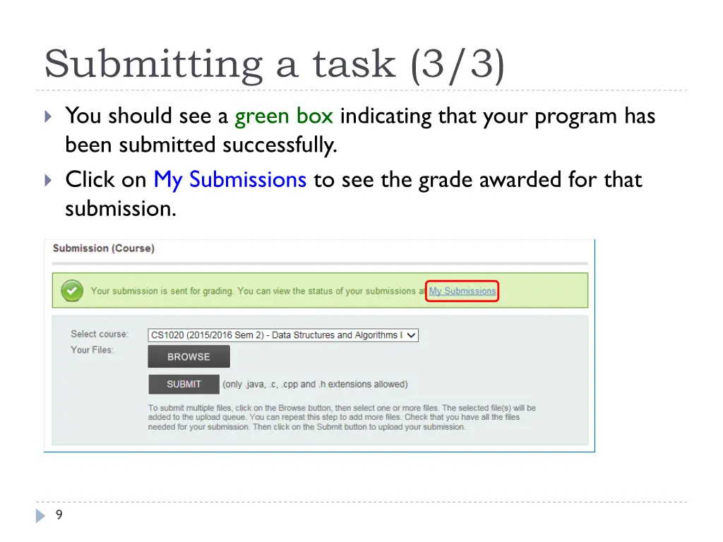 submitting a task 3 3