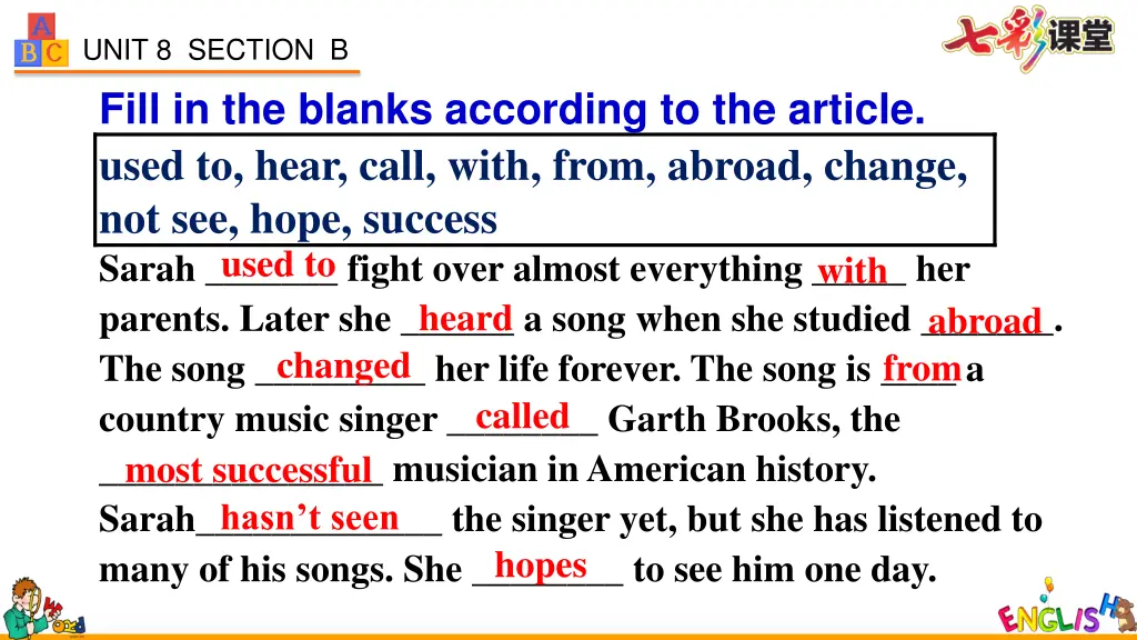 unit 8 section b fill in the blanks according