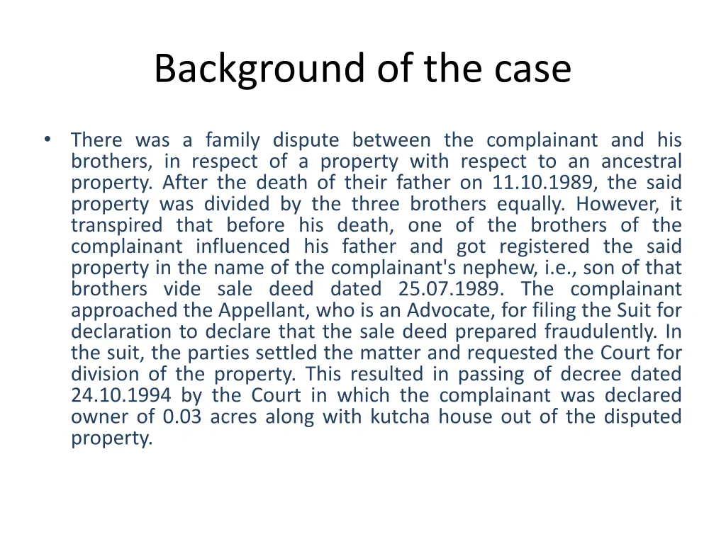 background of the case